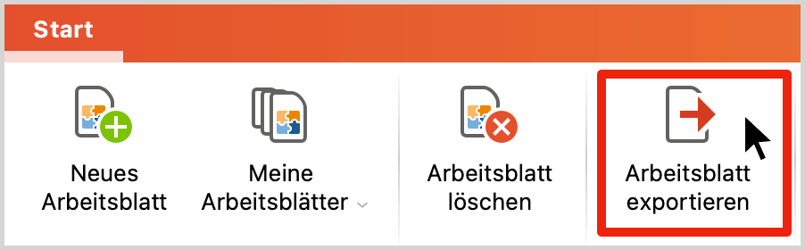 Export im Menütab „Start“ aufrufen Export im Menütab „Start“ aufrufen