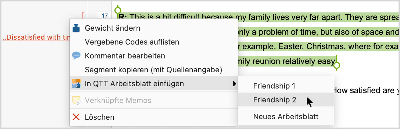 Codiertes Segment aus dem „Dokument-Browser“ ins QTT transferieren Codiertes Segment aus dem „Dokument-Browser“ ins QTT transferieren