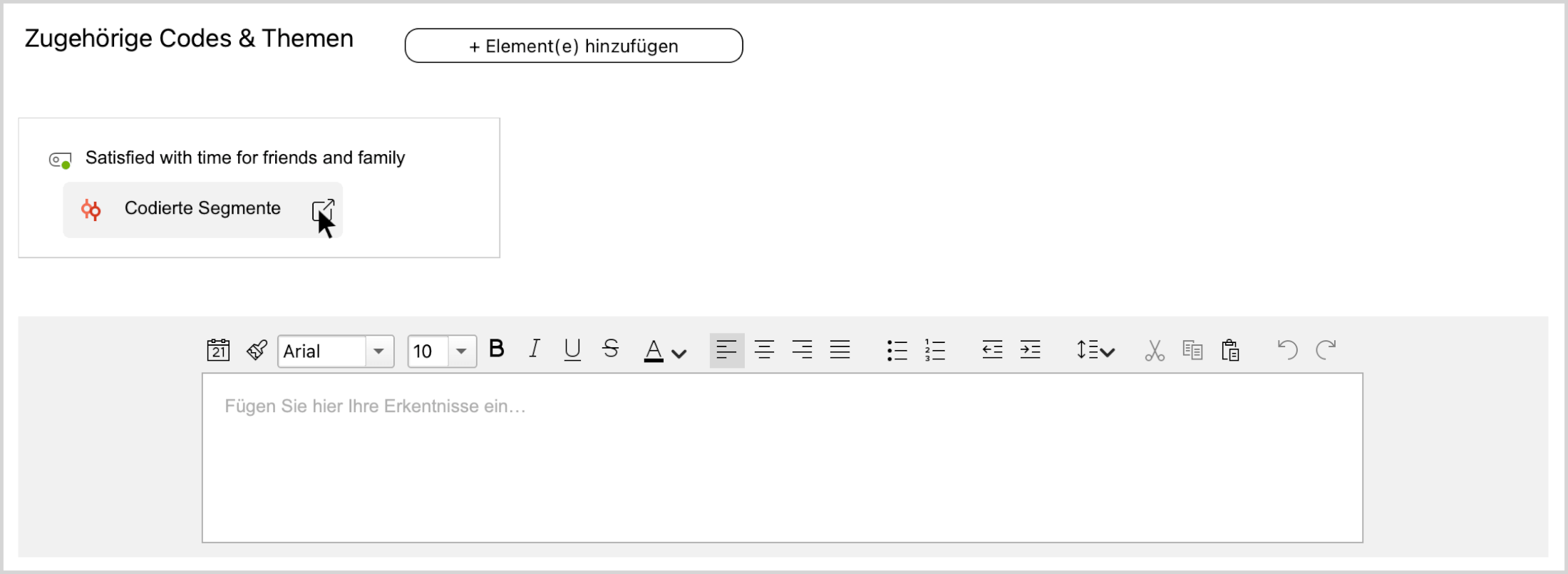 Eingefügte Codes im QTT Eingefügte Codes im QTT