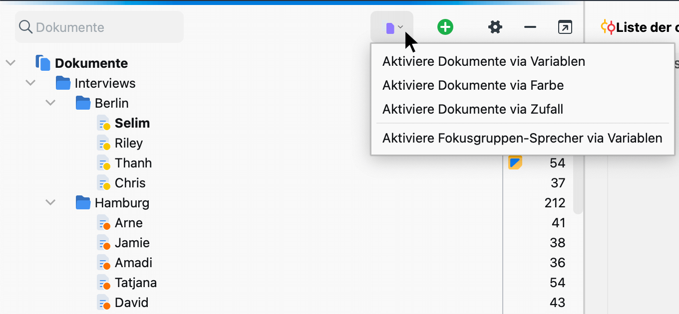 „Logische Aktivierung“ aufrufen mit Hilfe des Symbols in der „Liste der Dokumente“ „Logische Aktivierung“ aufrufen mit Hilfe des Buttons