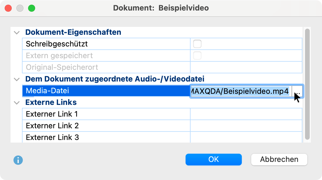 Einem Dokument eine Audio- oder Videodatei nachträglich zuordnen