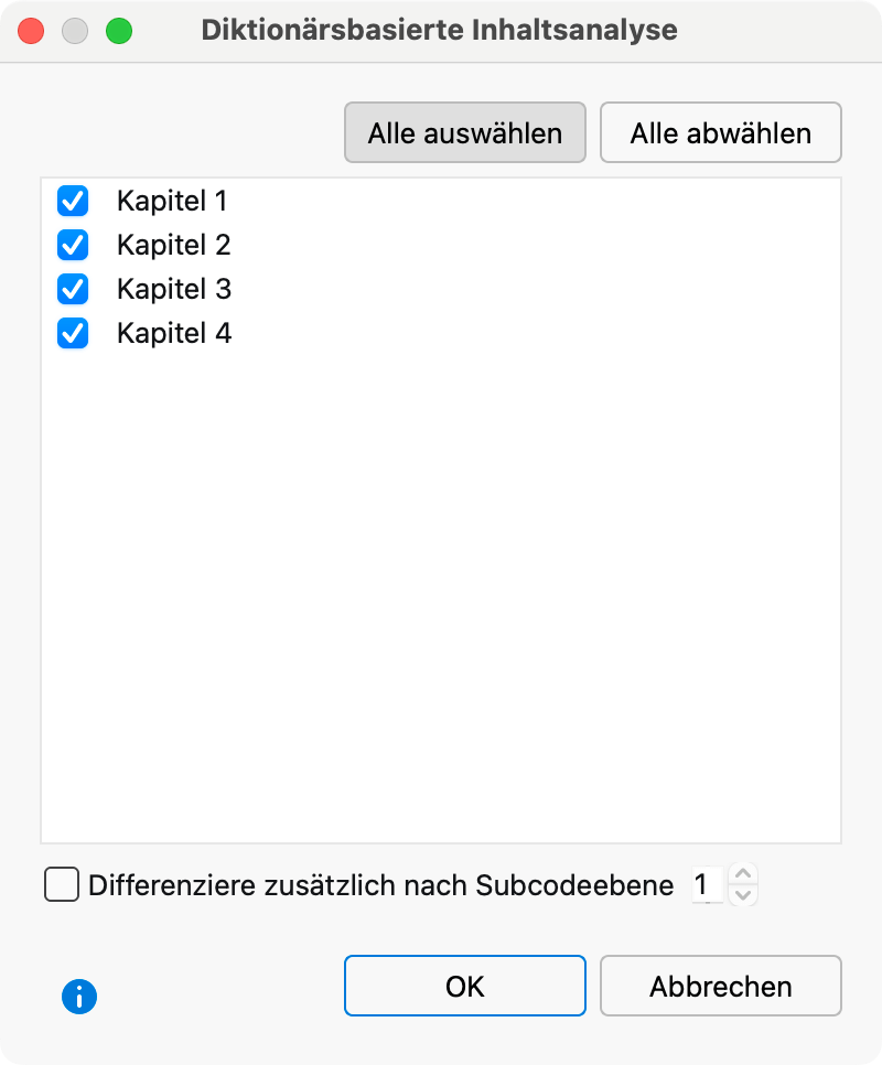 Codes auswählen für die Unterteilung von Texten in Analyseeinheiten Codes auswählen für die Unterteilung von Texten in Analyseeinheiten