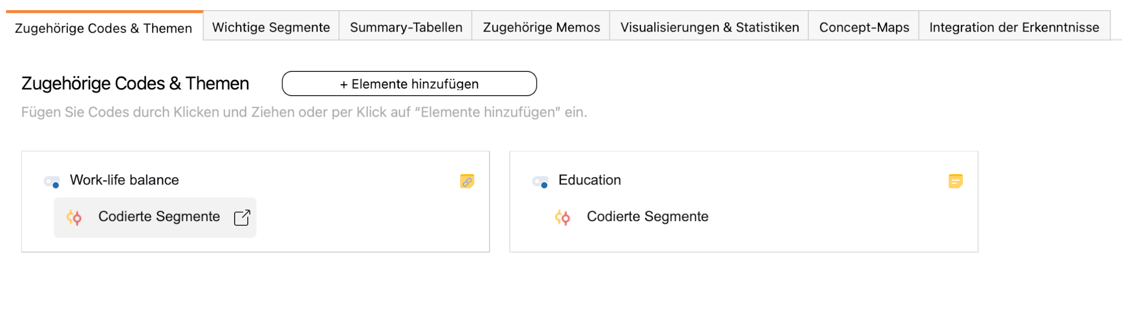 Eingefügte Codes im QTT Eingefügte Codes im QTT