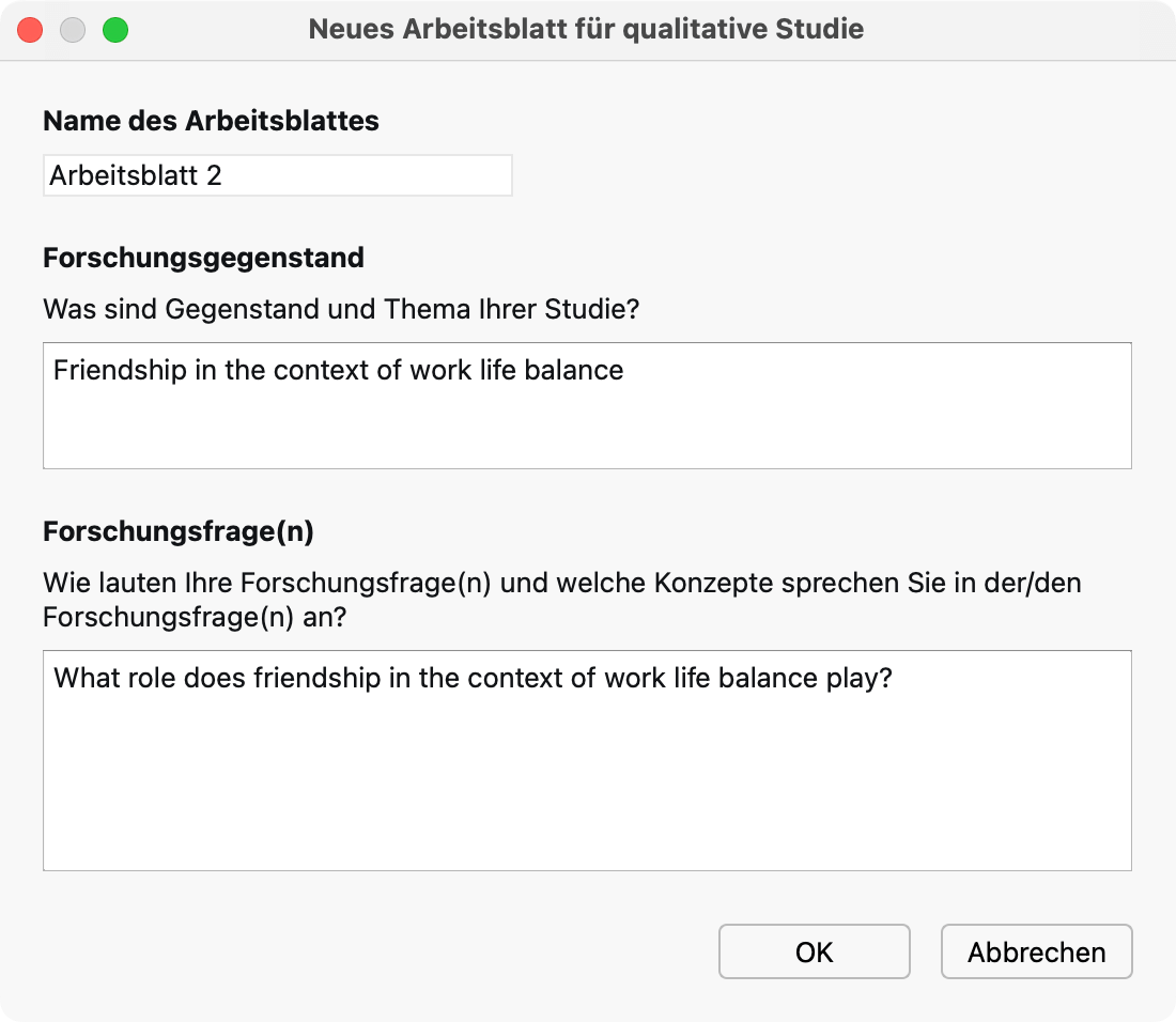 Name, Forschungsgegenstand und Forschungfrage für neues Arbeitsblatt eintragen Name, Forschungsgegenstand und Forschungfrage für neues Arbeitsblatt eintragen