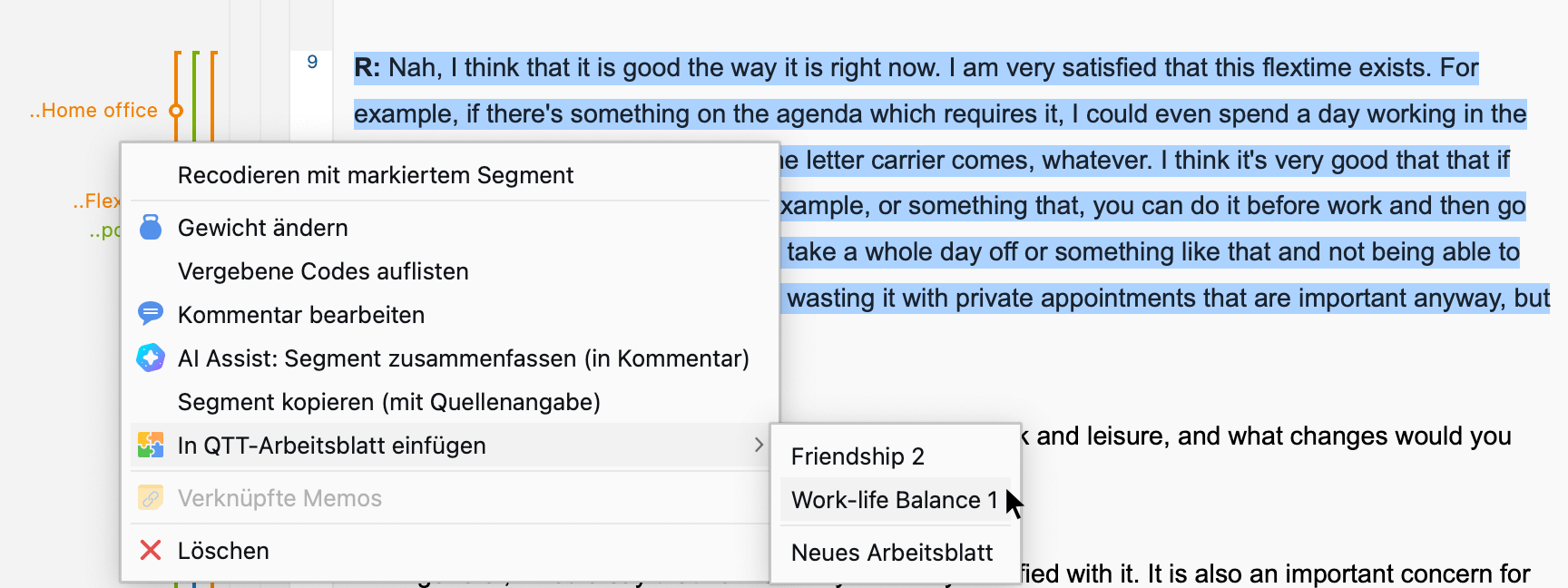 Codiertes Segment aus dem „Dokument-Browser“ ins QTT transferieren Codiertes Segment aus dem „Dokument-Browser“ ins QTT transferieren