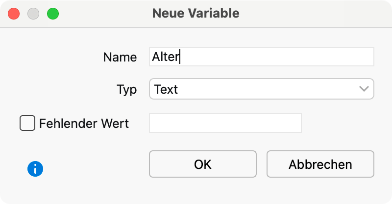Neue Variable anlegen Neue Variable anlegen