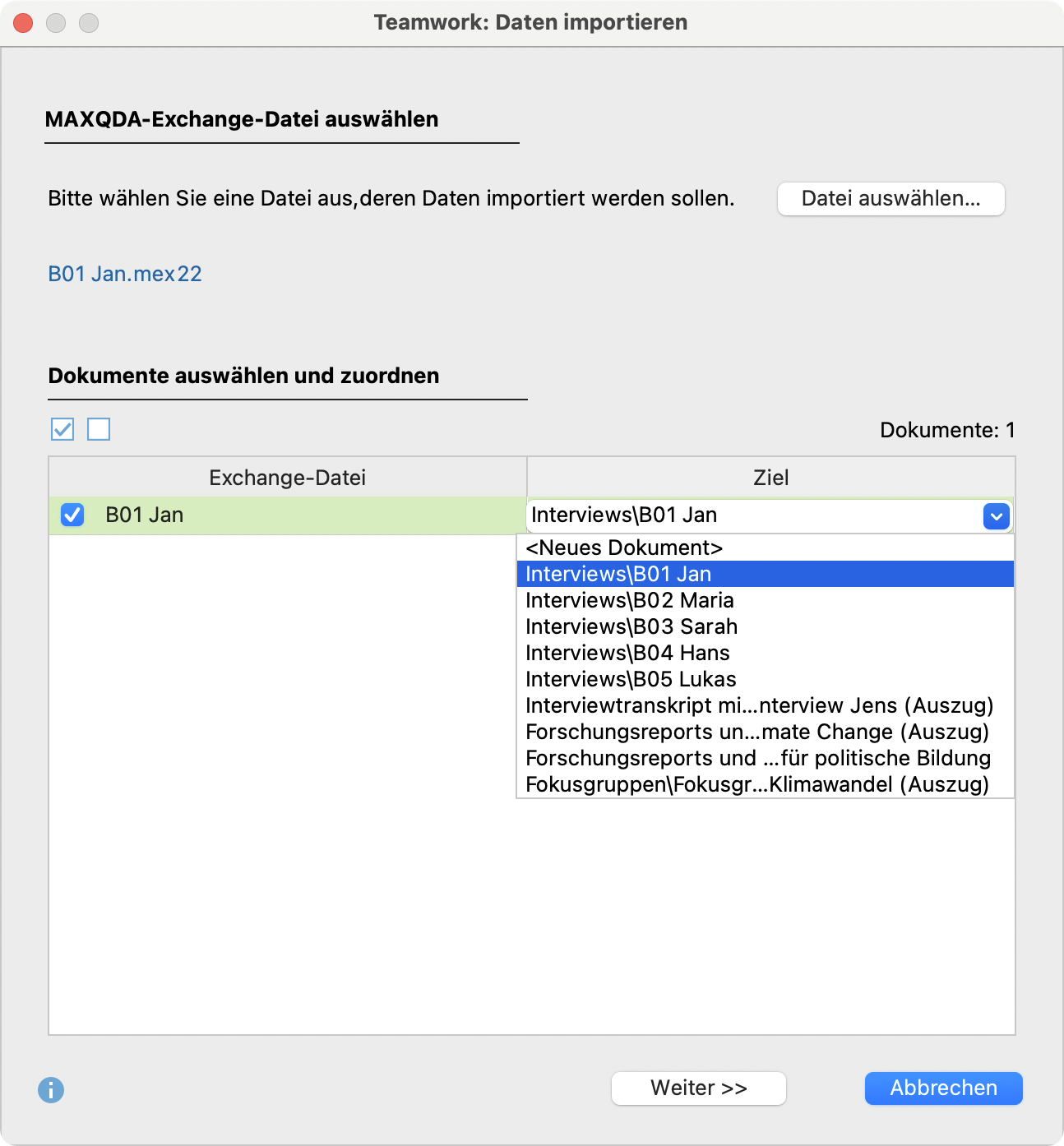 Teamwork: Daten importieren Teamwork: Daten importieren