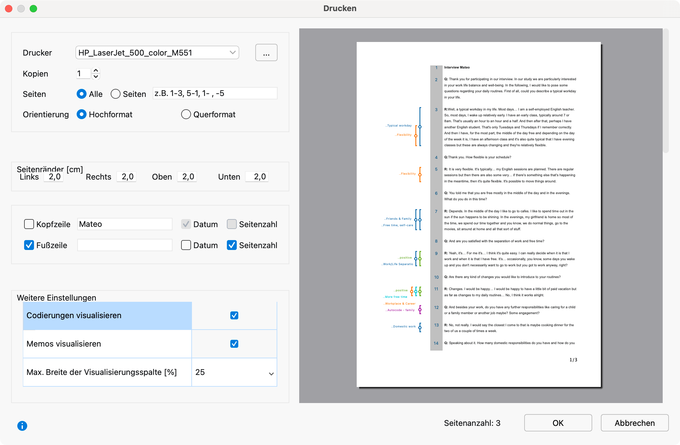 Dokumente exportieren und drucken MAXQDA