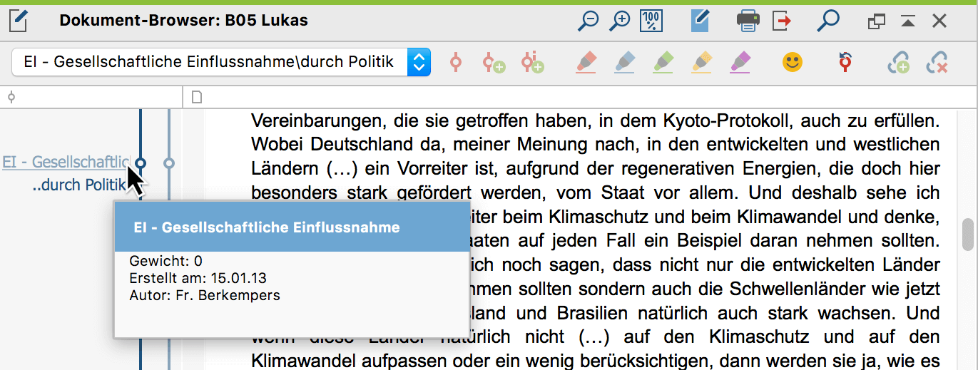 Tooltip an der Visualisierung der Codierung Tooltip an der Visualisierung der Codierung