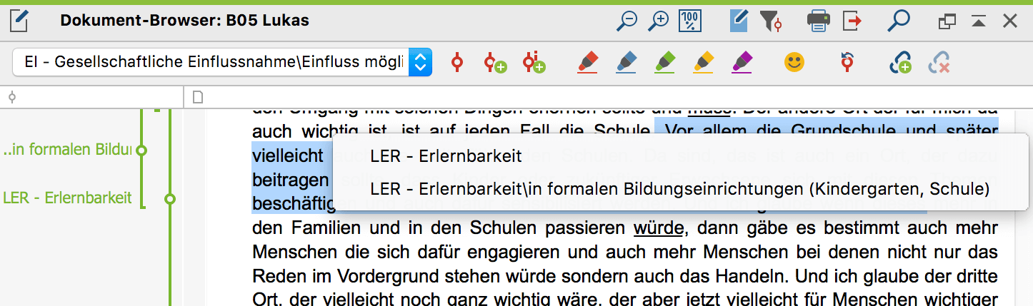 Liste der zu einem Segment zugeordneten Codes Liste der zu einem Segment zugeordneten Codes