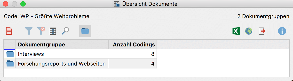 Aggregation der Anzeige auf die Dokumentgruppen Aggregation der Anzeige auf die Dokumentgruppen