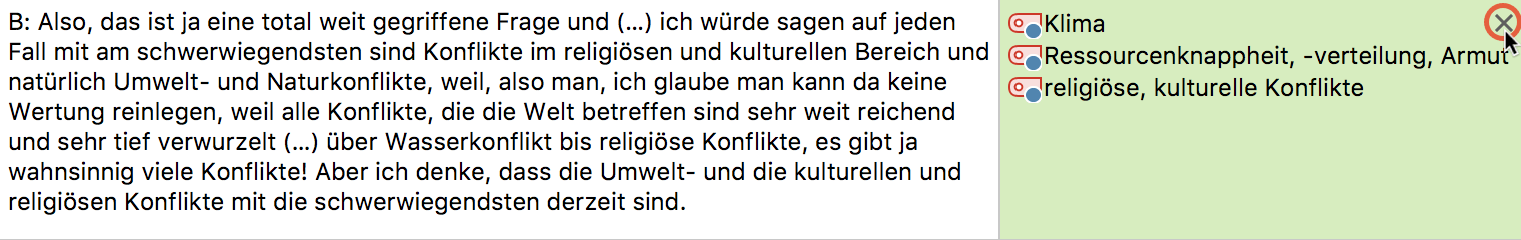 Zuordnung einer Kategorie zu einem Coding wieder aufheben Zuordnung einer Kategorie zu einem Coding wieder aufheben