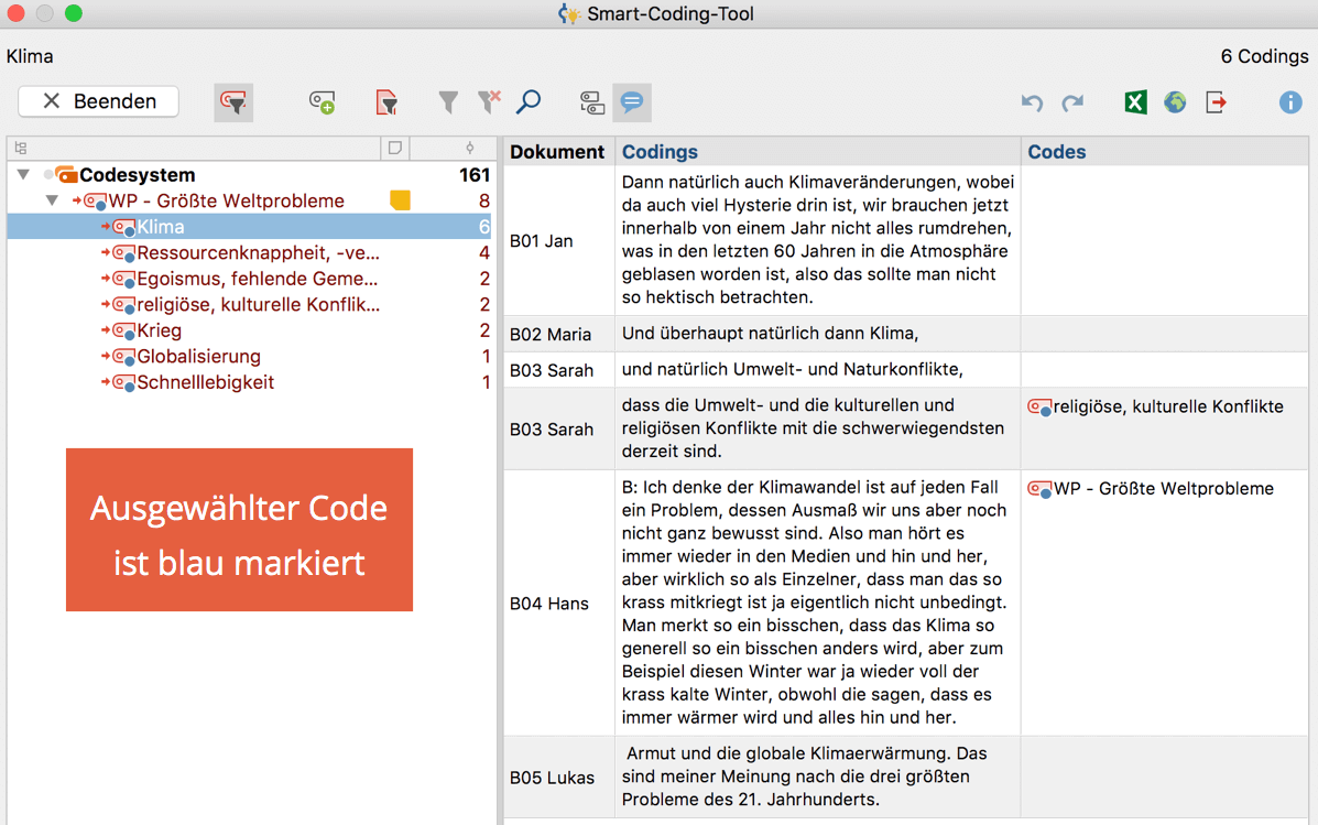 Alle codierten Segmente eines Codes anzeigen Alle codierten Segmente eines Codes anzeigen