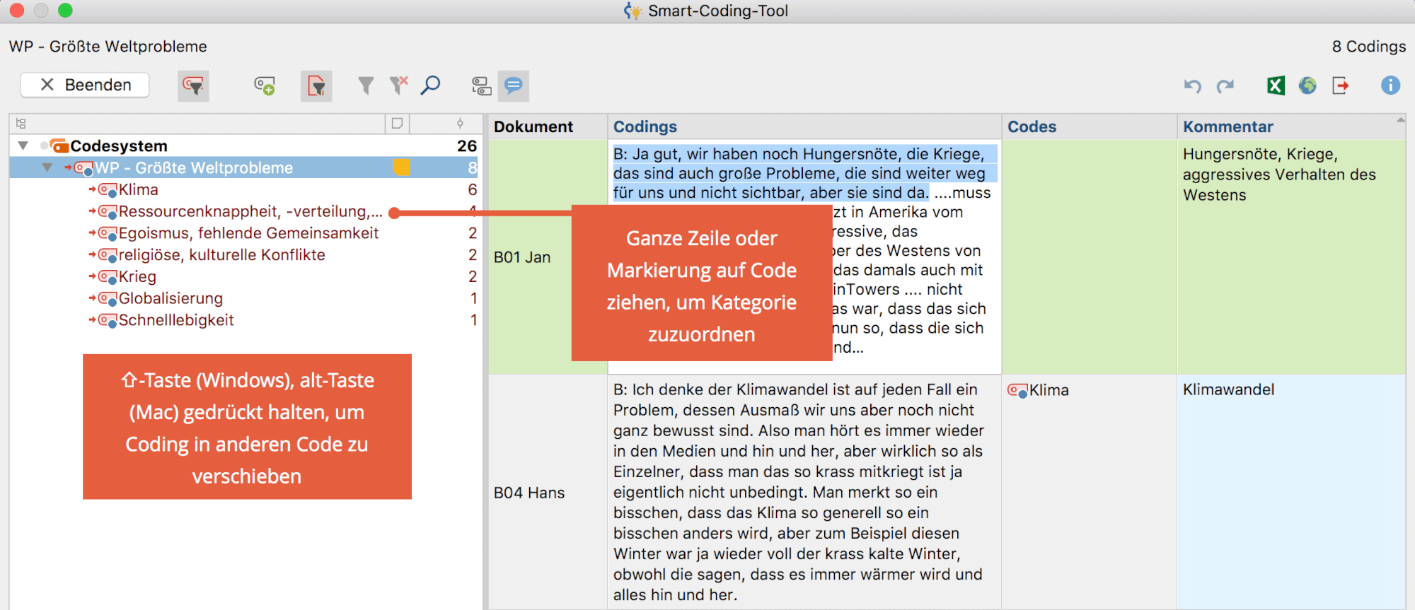 Code zu einem Codingtext zuordnen Code zu einem Codingtext zuordnen