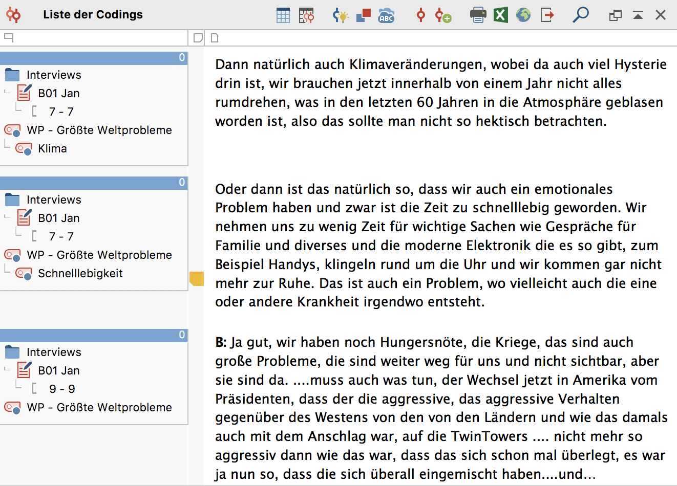 Entsprechend der Aktivierungen gefundene codierte Segmente („Codings“) Entsprechend der Aktivierungen gefundene codierte Segmente („Codings“)
