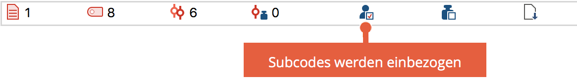Anzeige der Option „Subcodes einbeziehen“ in der Statusleiste Anzeige der Option „Subcodes einbeziehen“ in der Statusleiste