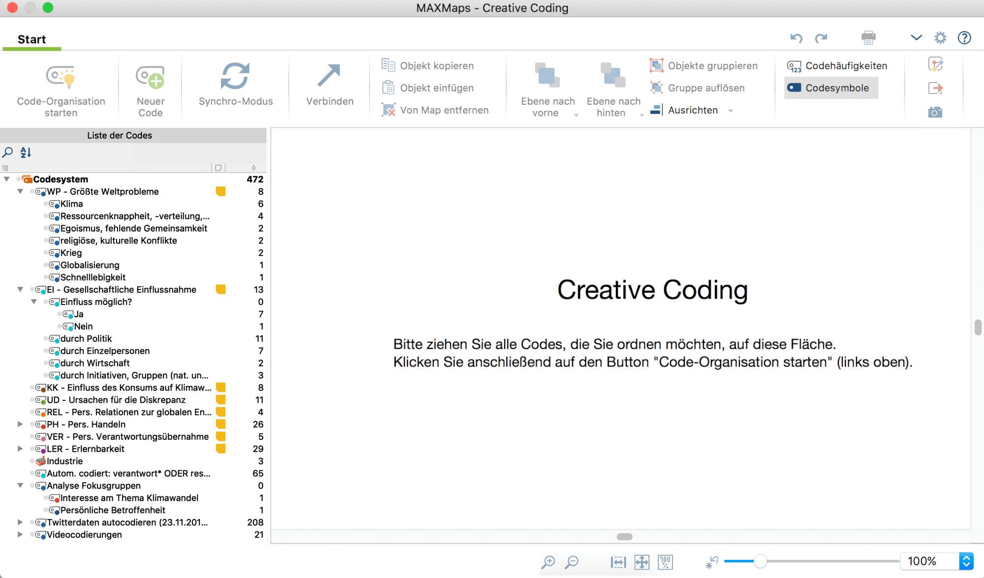 Codes auswählen für Creative Coding Codes auswählen für Creative Coding
