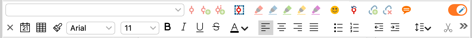 Formatierungsleiste für Textdokumente