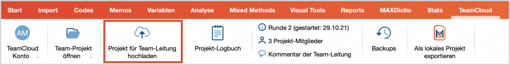 TeamCloud-Ribbon aus Sicht eines Team-Mitglieds TeamCloud-Ribbon aus Sicht eines Team-Mitglieds