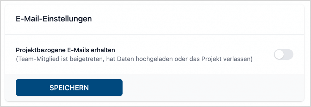 Deaktivierte Option zum Erhalt projektbezogener E-Mails in den Einstellungen Deaktivierte Option zum Erhalt projektbezogener E-Mails in den Einstellungen