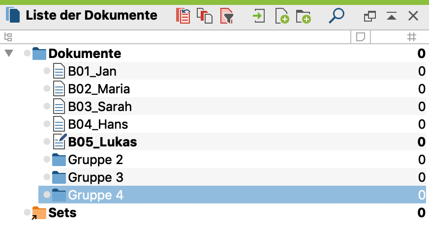 Dokumentgruppen sorgen für Ordnung in der „Liste der Dokumente“