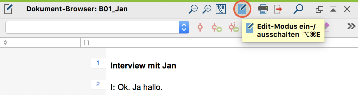 Edit-Modus ein-/ausschalten Edit-Modus ein-/ausschalten
