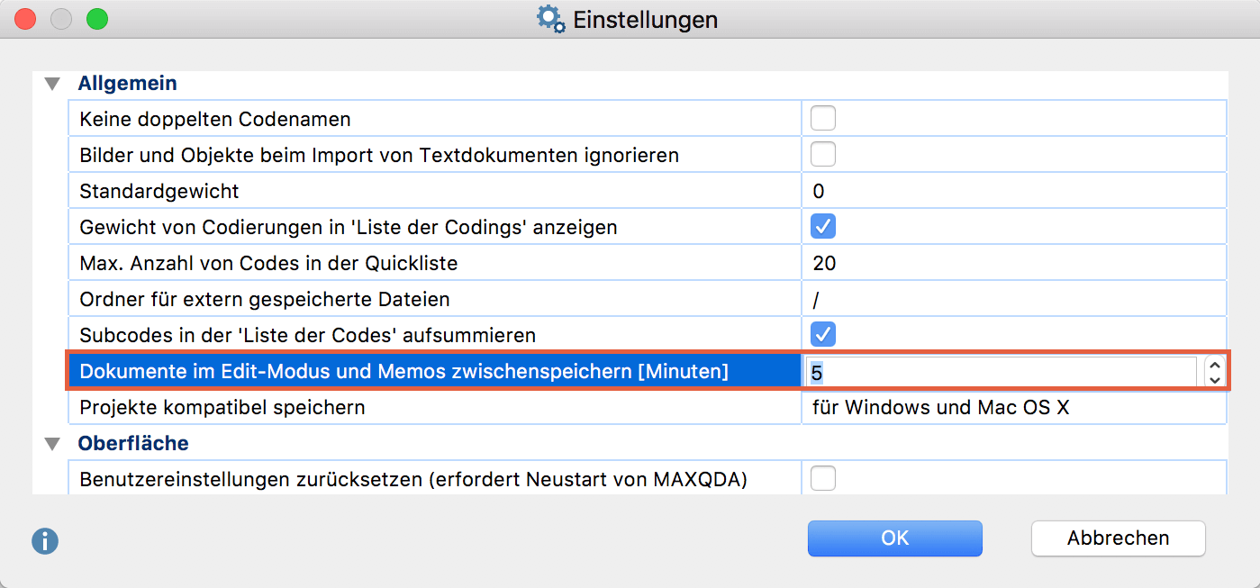 Zeit für das automatische Zwischenspeichern im Edit-Modus festlegen Zeit für das automatische Zwischenspeichern im Edit-Modus festlegen