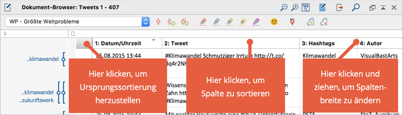 Tabellenansicht anpassen Tabellenansicht anpassen