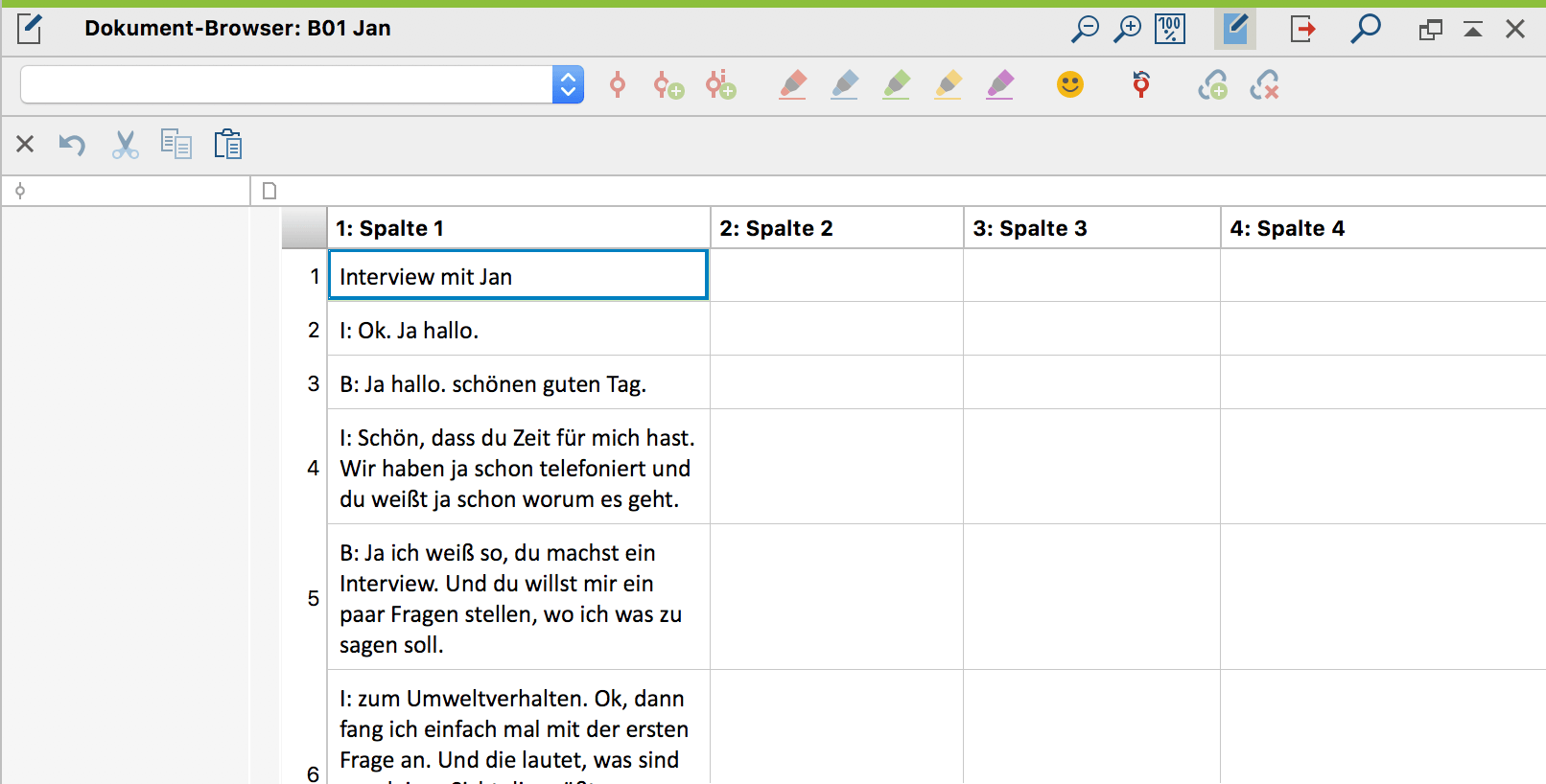 Der ursprüngliche Text erscheint nur in der ersten Spalte Der ursprüngliche Text erscheint nur in der ersten Spalte