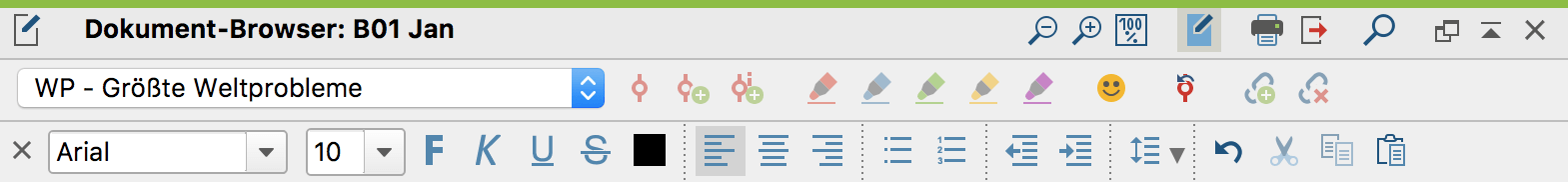Formatierungsleiste bei Text-Dokumenten Formatierungsleiste bei Text-Dokumenten