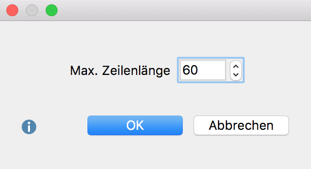 Max. Zeilenlänge einstellen Max. Zeilenlänge einstellen