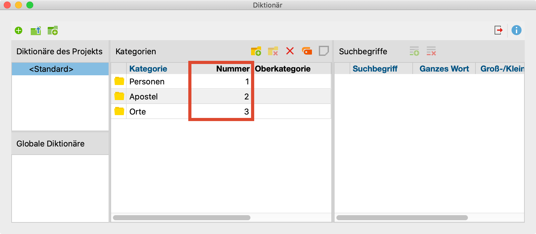 Die Listenansicht der Kategorien Die Listenansicht der Kategorien