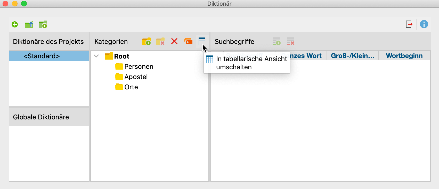 Die hierarchische Ansicht der Kategorien Die hierarchische Ansicht der Kategorien