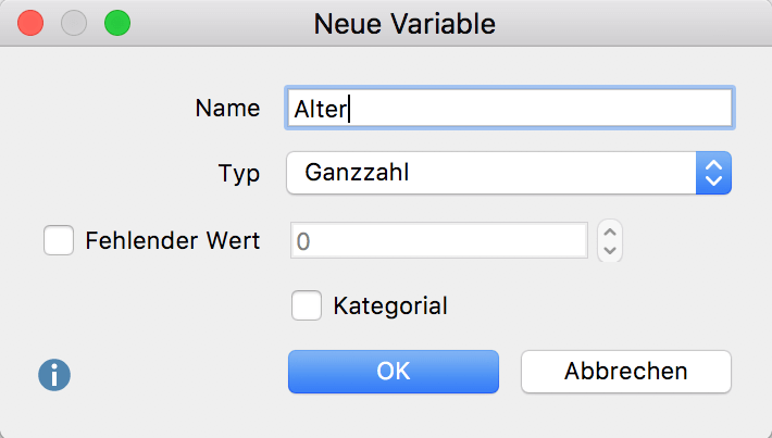 Neue Variable anlegen Neue Variable anlegen