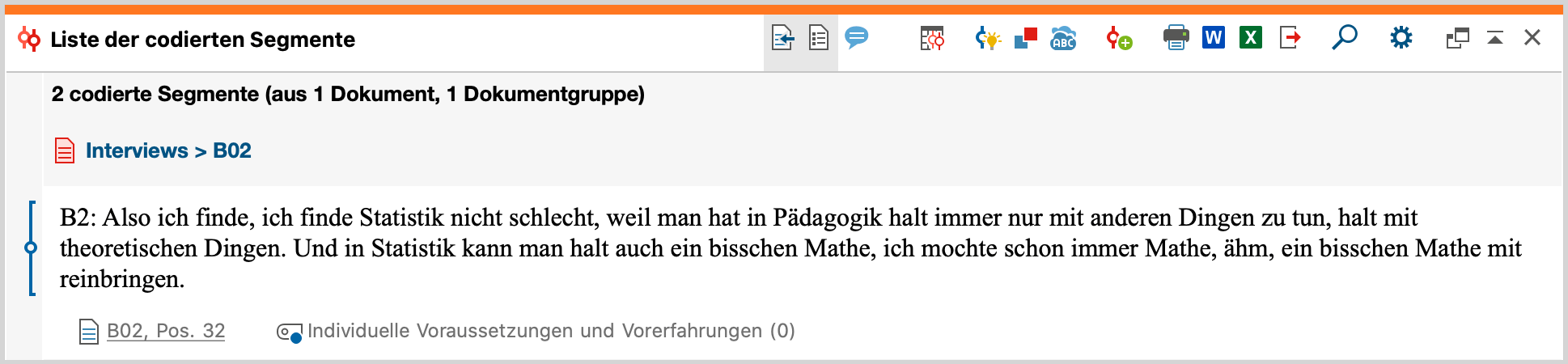 Interviewpassage MAXQDA