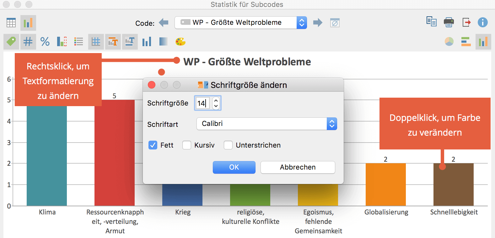Farbe und Schriftgröße in Diagrammen anpassen Farbe und Schriftgröße in Diagrammen anpassen