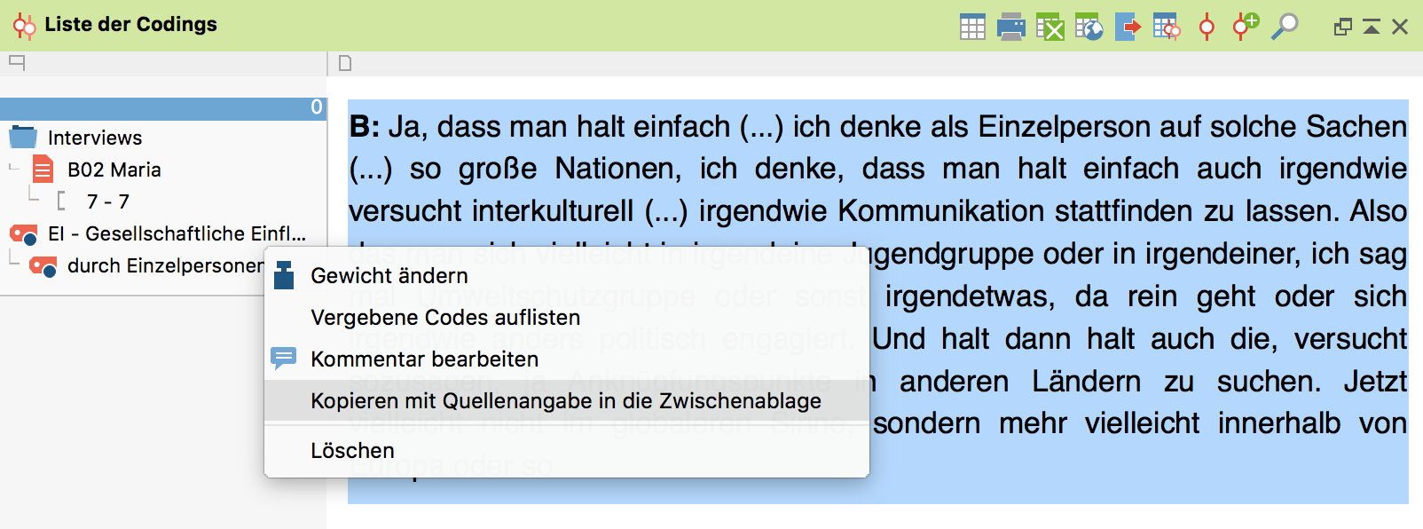 Kopieren mit Quellenangabe: 1. Schritt