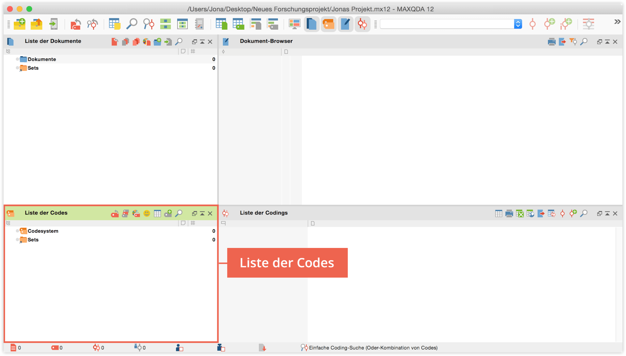 Leeres-Projekt-Liste-der-Codes-MAXQDA