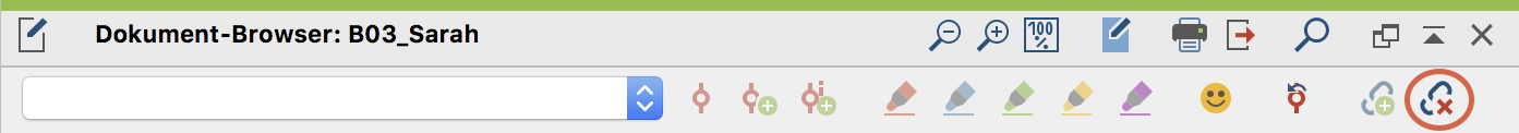 Toolbar button for removing a document link Toolbar button for removing a document link