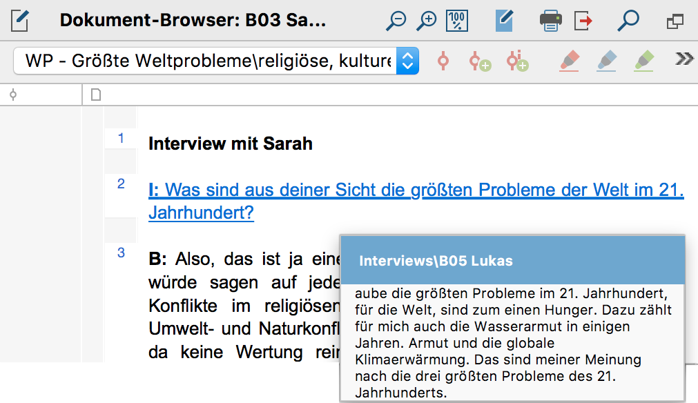Blau unterstrichener Dokument-Link mit Quick-Info Blau unterstrichener Dokument-Link mit Quick-Info