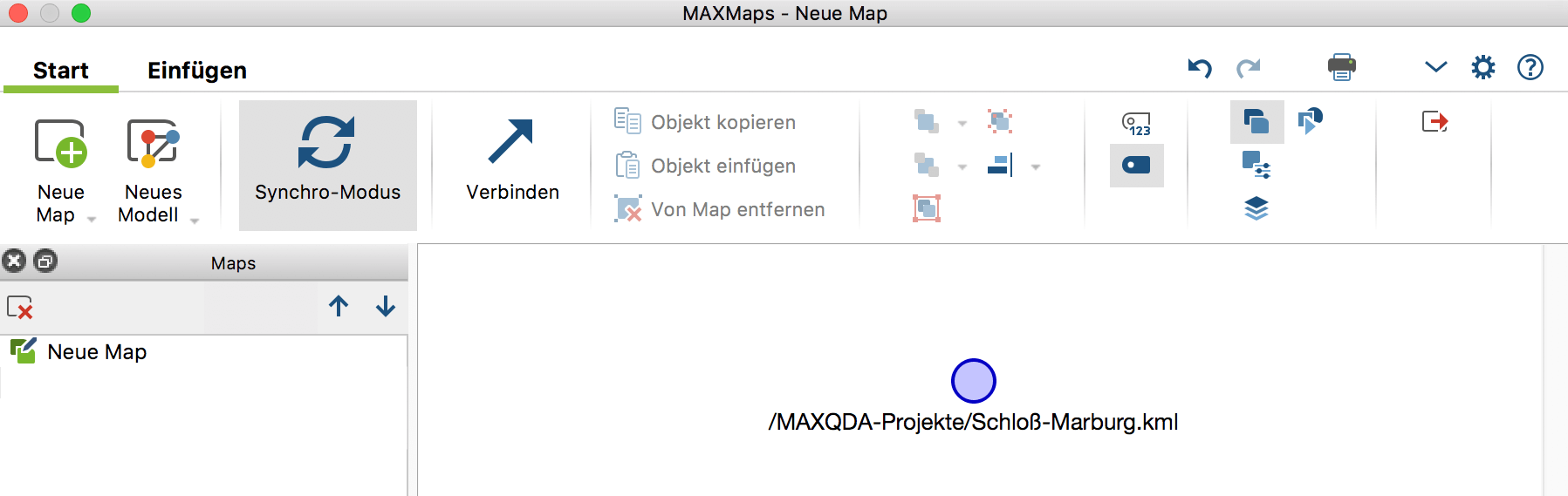 Ein neu eingefügter Geo-Link in MAXMaps Ein neu eingefügter Geo-Link in MAXMaps