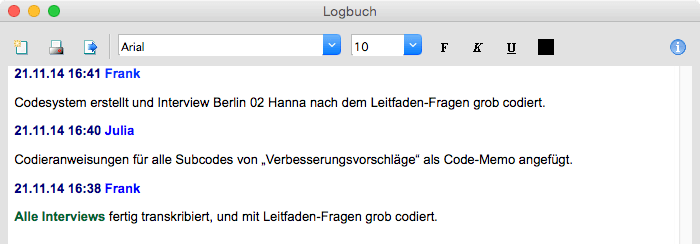 MAXQDA Logbuch