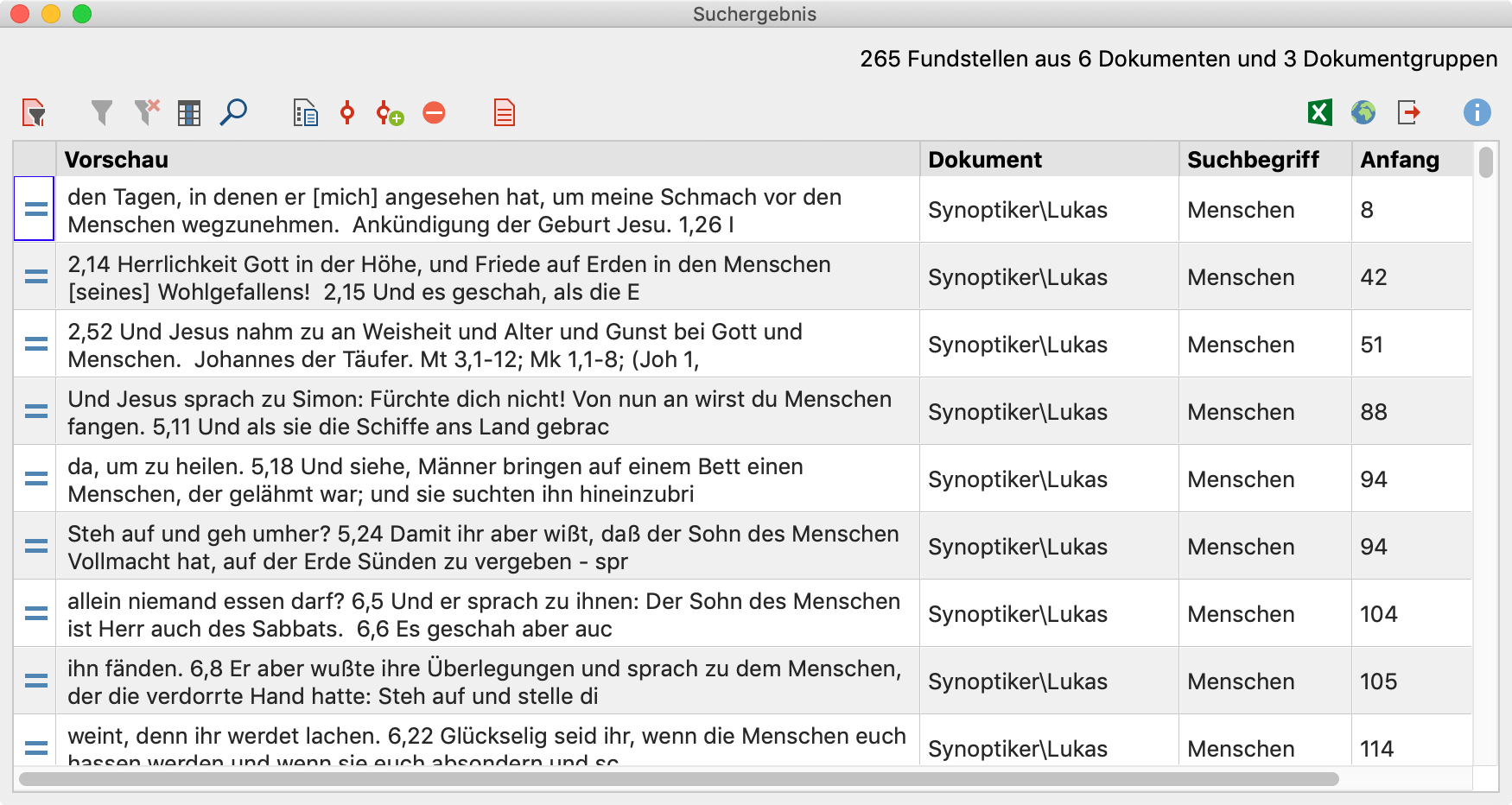 „Liste der Fundstellen“ für das Wort „Menschen“ (Groß- und Kleinschreibung unberücksichtigt) „Liste der Fundstellen“ für das Wort „Menschen“ (Groß- und Kleinschreibung unberücksichtigt)
