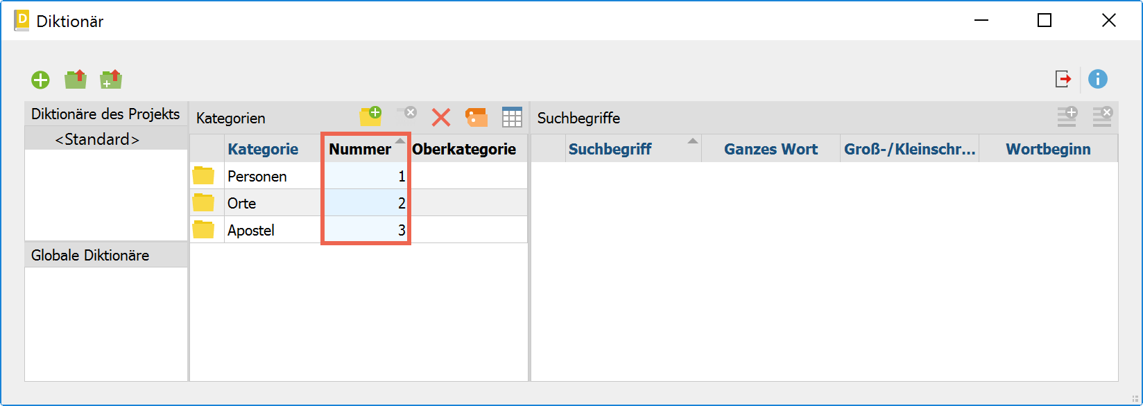 Die Listenansicht der Kategorien Die Listenansicht der Kategorien