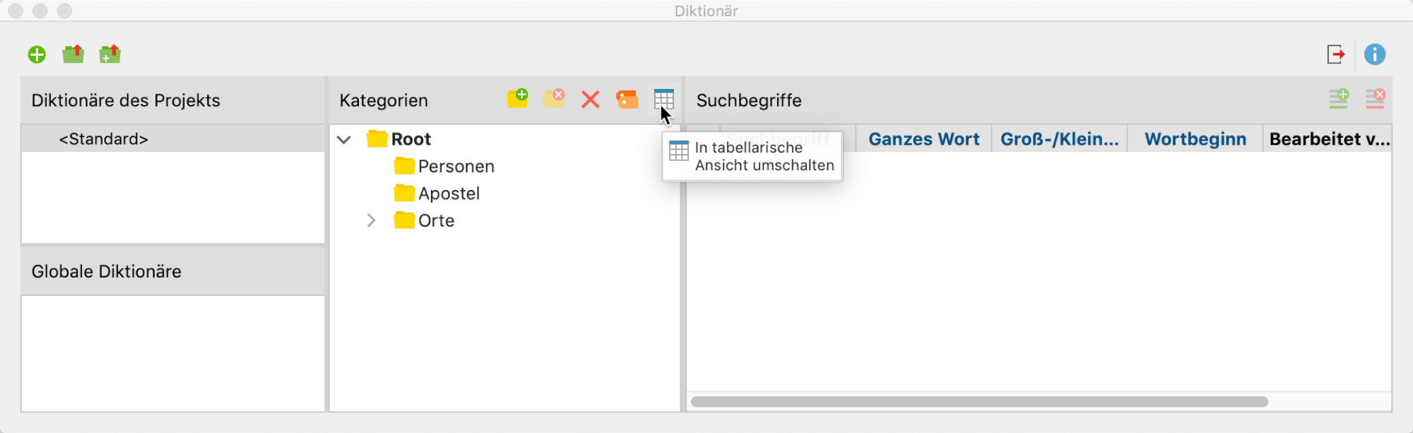Die hierarchische Ansicht der Kategorien Die hierarchische Ansicht der Kategorien
