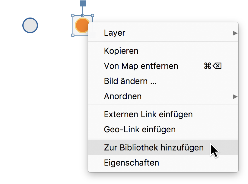 Das Objekt in die Bibliothek transferieren Das Objekt in die Bibliothek transferieren