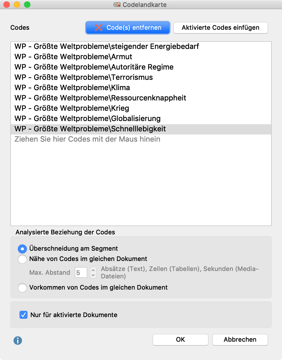 Optionen für eine neue Codelandkarte