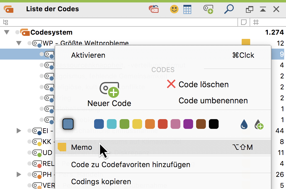 Ein Memo zu einem Code erstellen Ein Memo zu einem Code erstellen