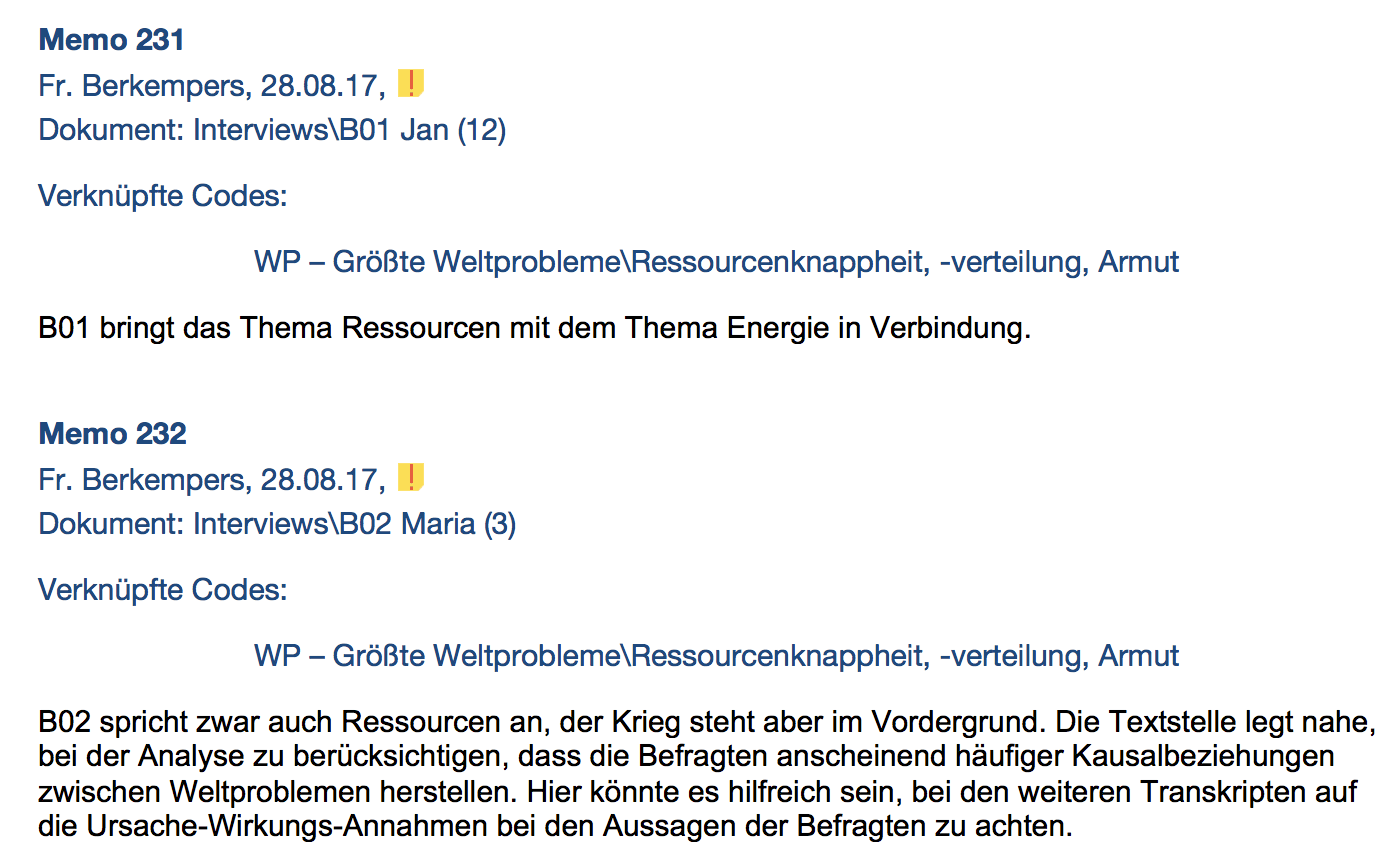 Export von Memos als Fließtext Export von Memos als Fließtext