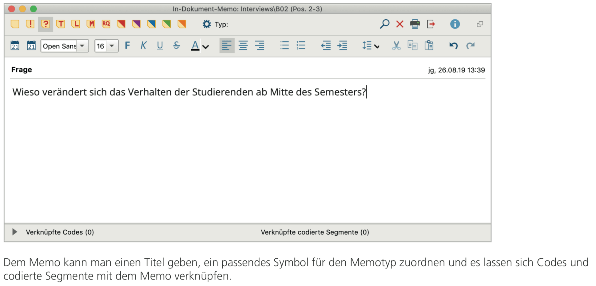 Memofenster in MAXQDA